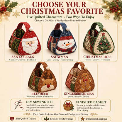 ⭐🎉🎄 Christmas Character Quilted Carry Basket 🎁✨