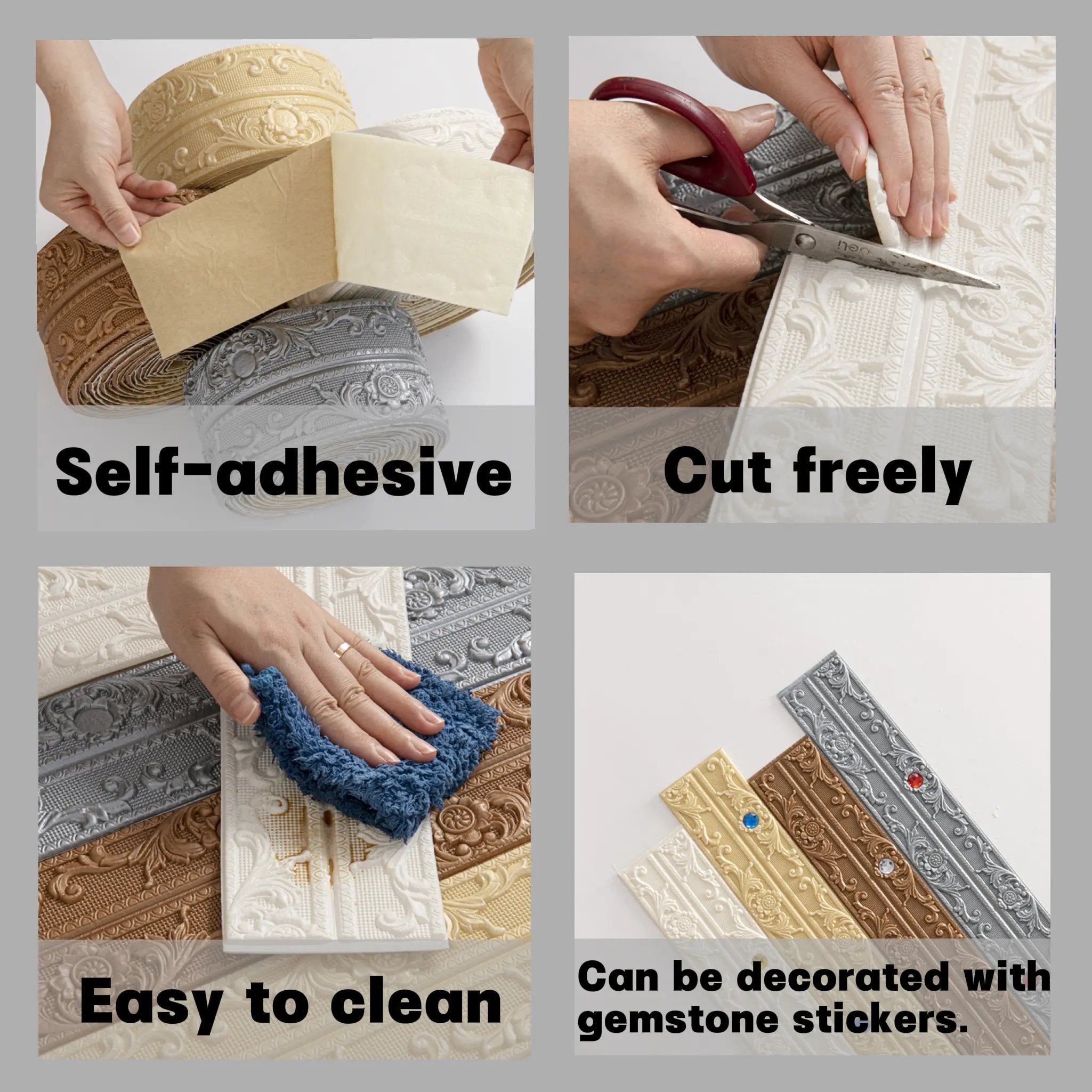 🏡Flexible Peel & Stick Decorative Trim – Wall, Ceiling & Cabinet Molding