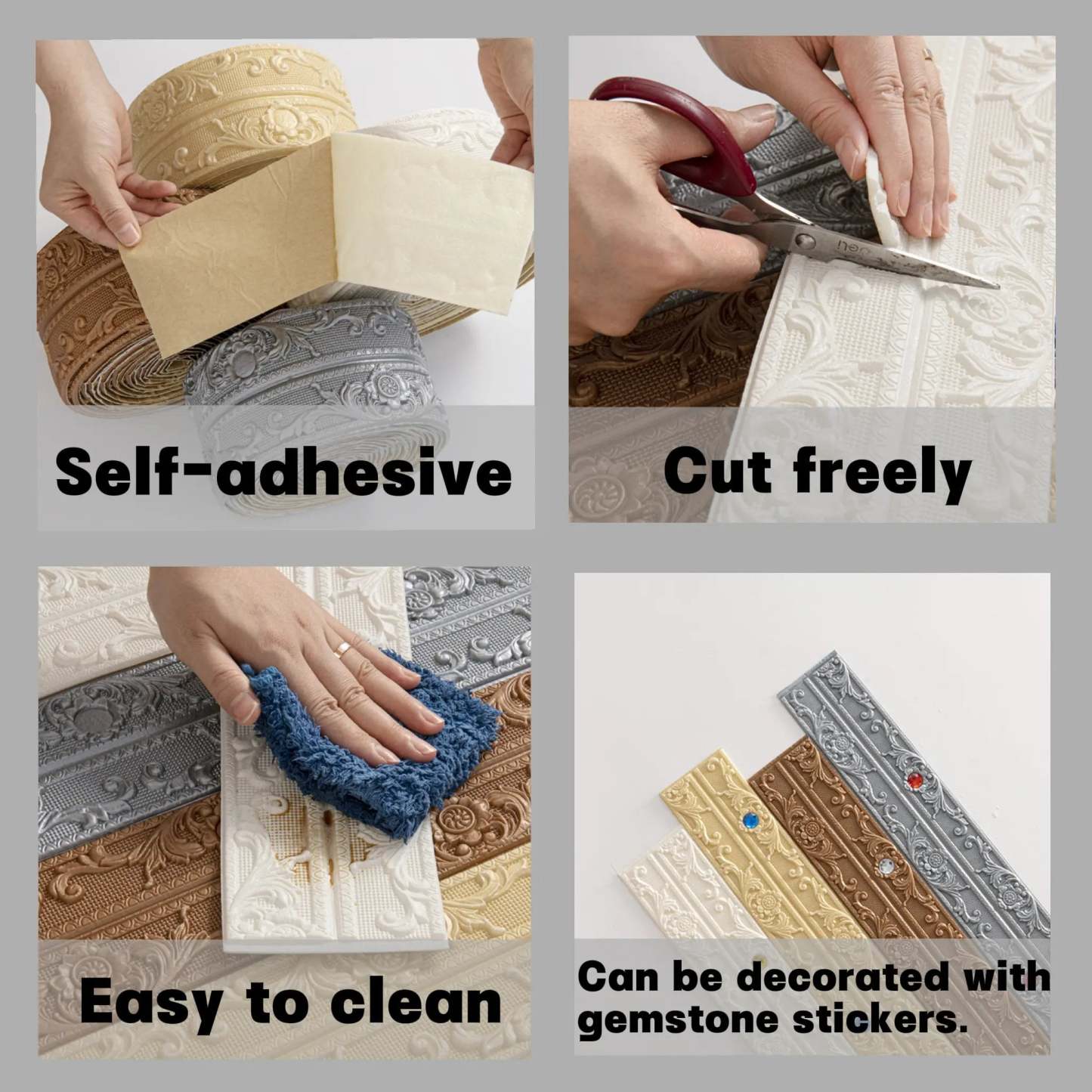 🏡Flexible Peel & Stick Decorative Trim – Wall, Ceiling & Cabinet Molding