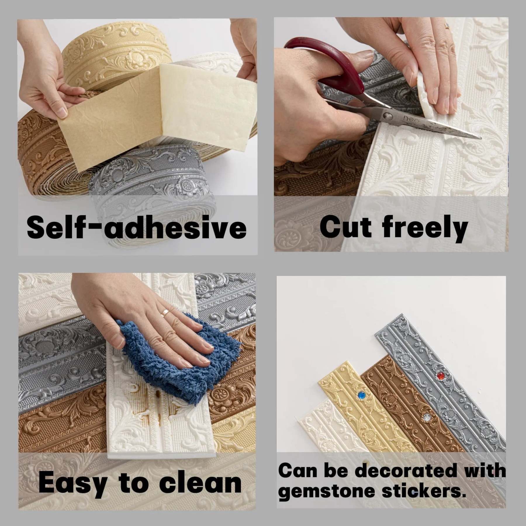 🏡Flexible Peel & Stick Decorative Trim – Wall, Ceiling & Cabinet Molding