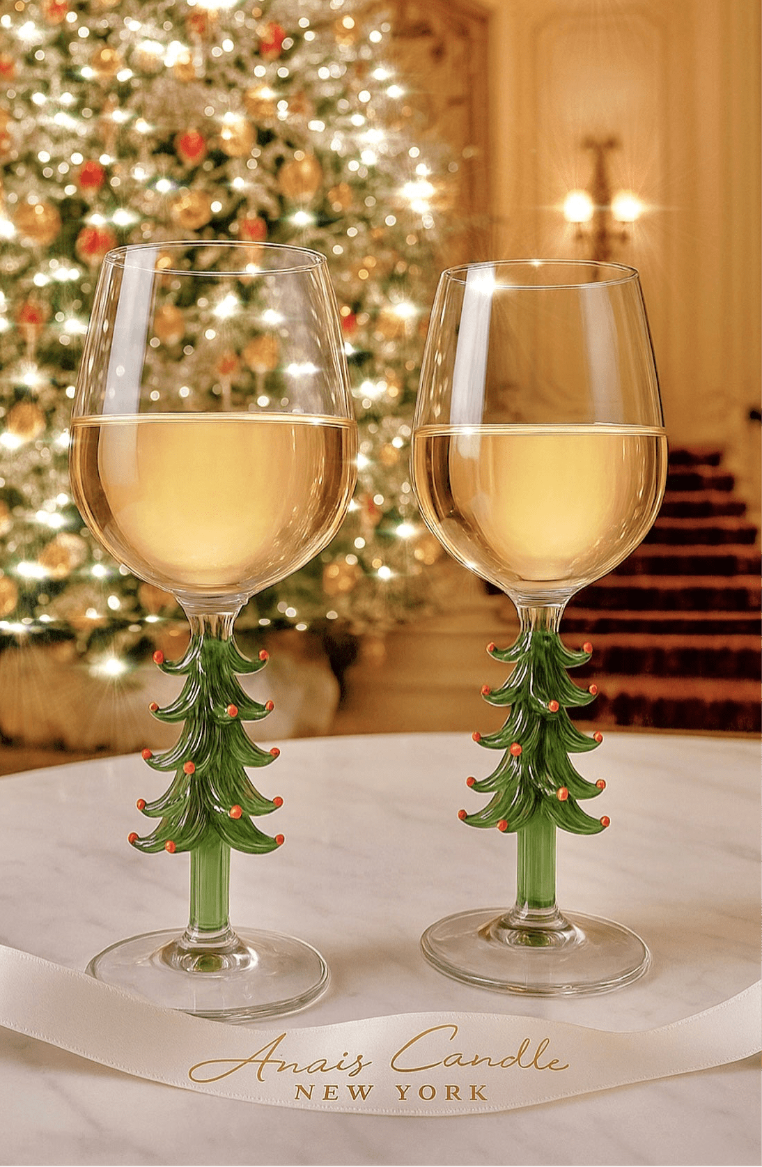 Merry Christmas Wine Flute Set of 2 designed by Anaïs Candle.