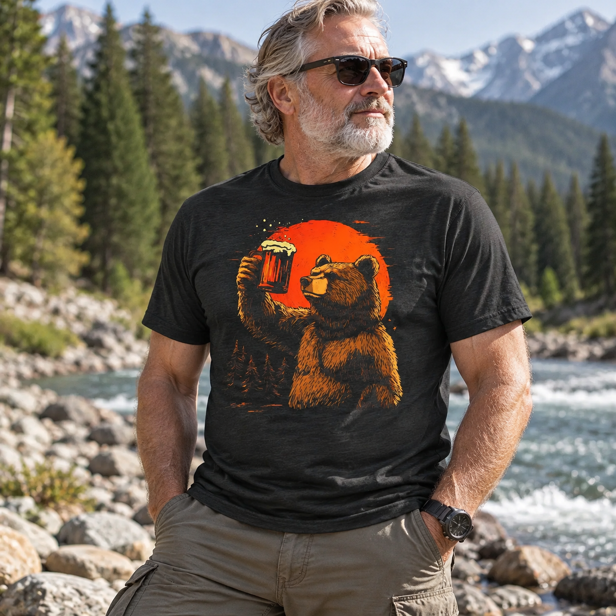 Cheers Bear Printed Short Sleeve T-Shirt