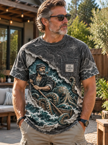 ⚓ 🌊"Kraken’s Wrath" Old Sea Dog & Tentacle Tee