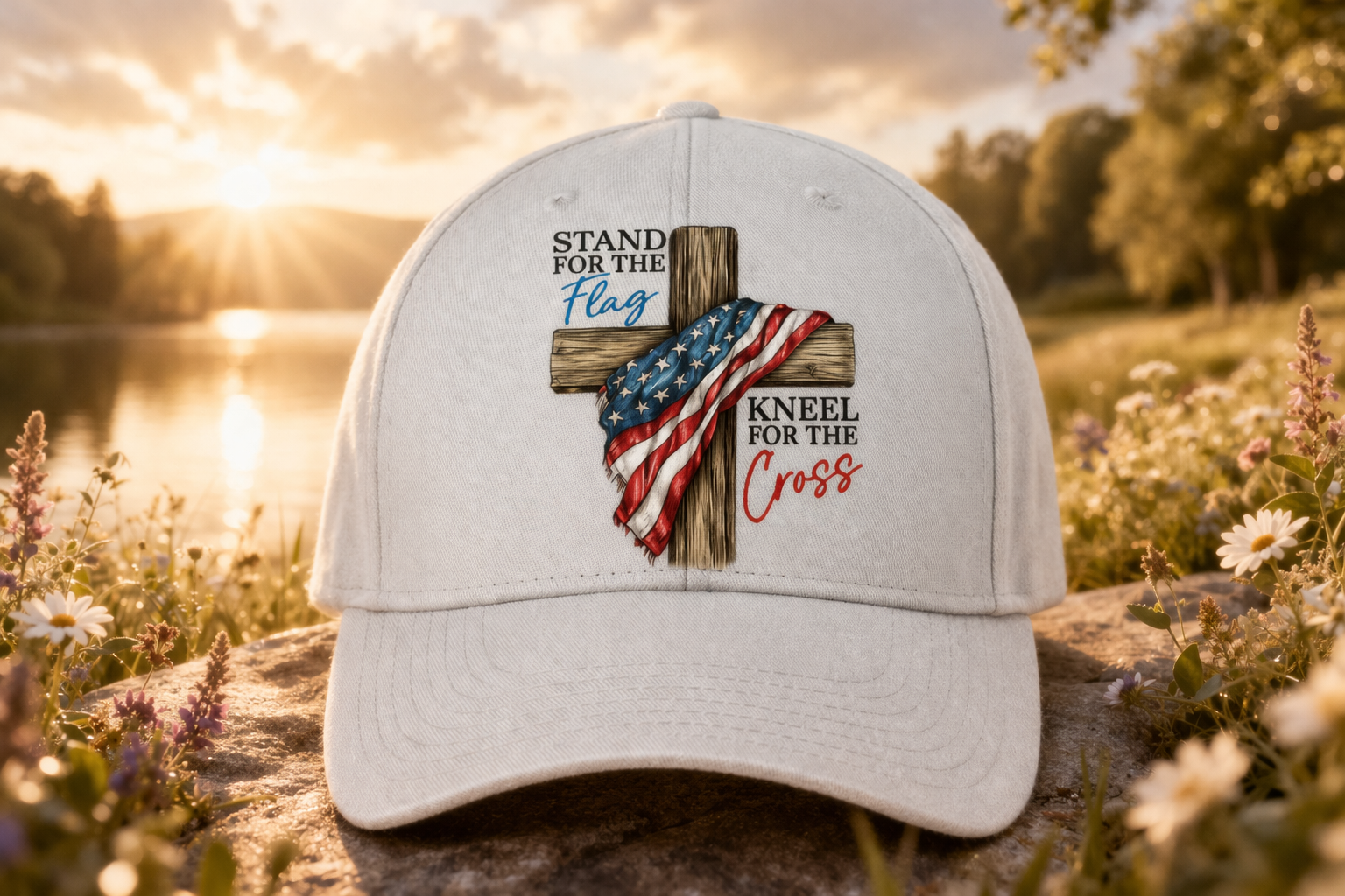“Stand For The Flag, Kneel For The Cross” Patriotic Faith Hat