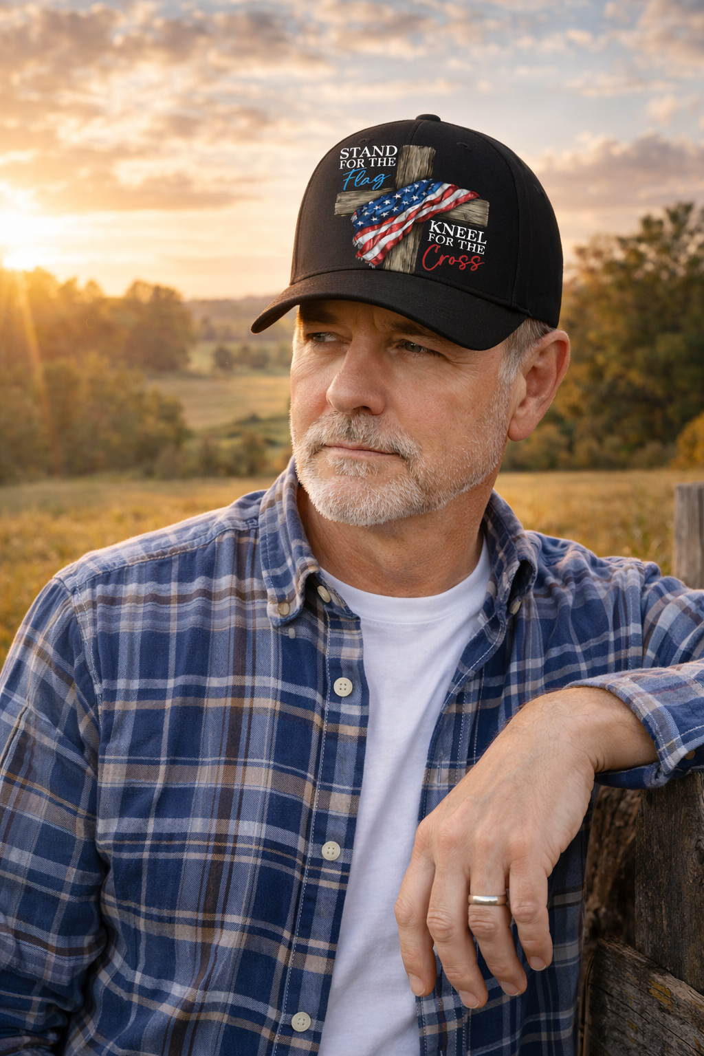 “Stand For The Flag, Kneel For The Cross” Patriotic Faith Hat