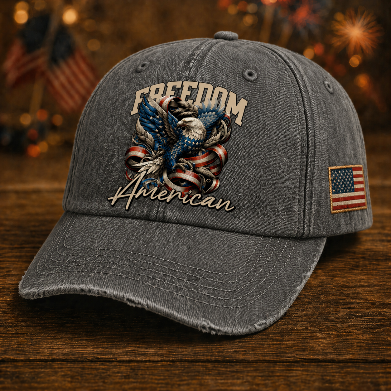 Vintage Freedom Eagle Baseball Cap – American Patriotic Washed Hat