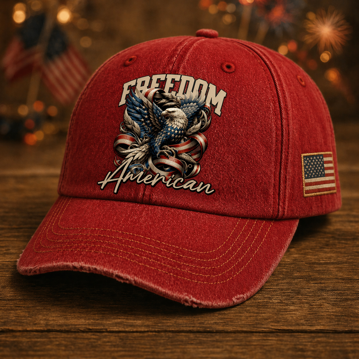 Vintage Freedom Eagle Baseball Cap – American Patriotic Washed Hat