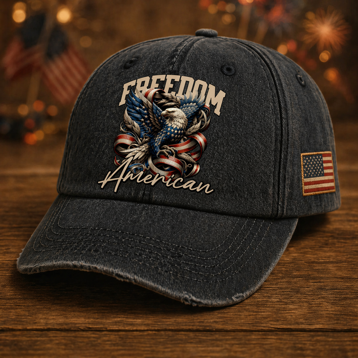 Vintage Freedom Eagle Baseball Cap – American Patriotic Washed Hat
