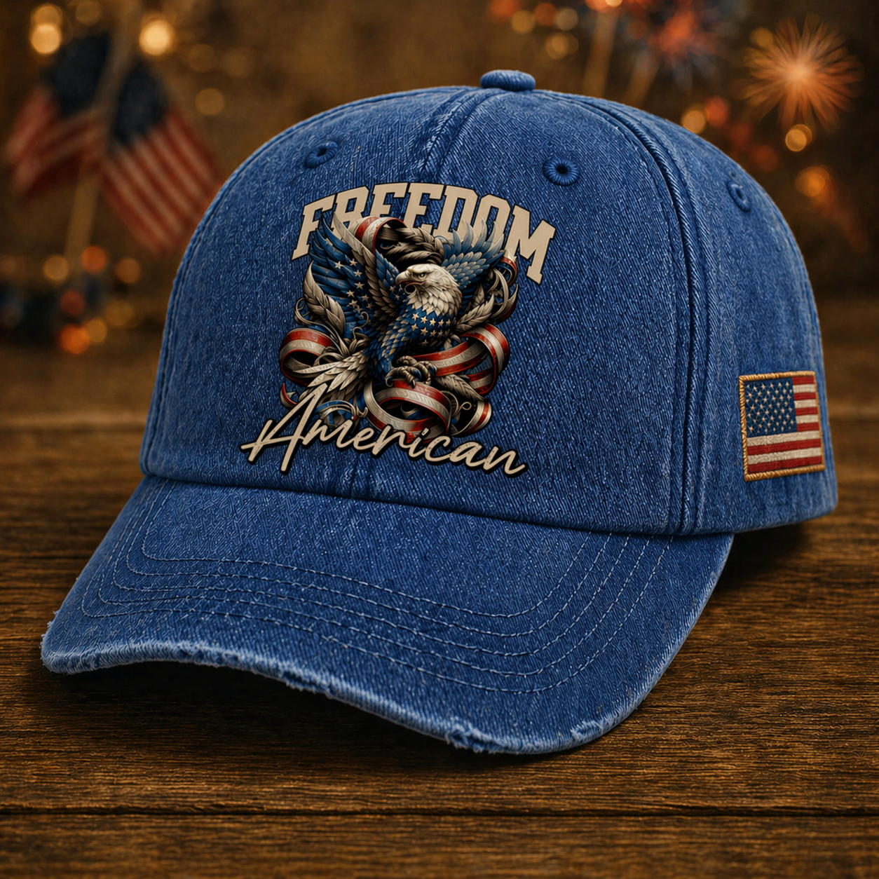 Vintage Freedom Eagle Baseball Cap – American Patriotic Washed Hat
