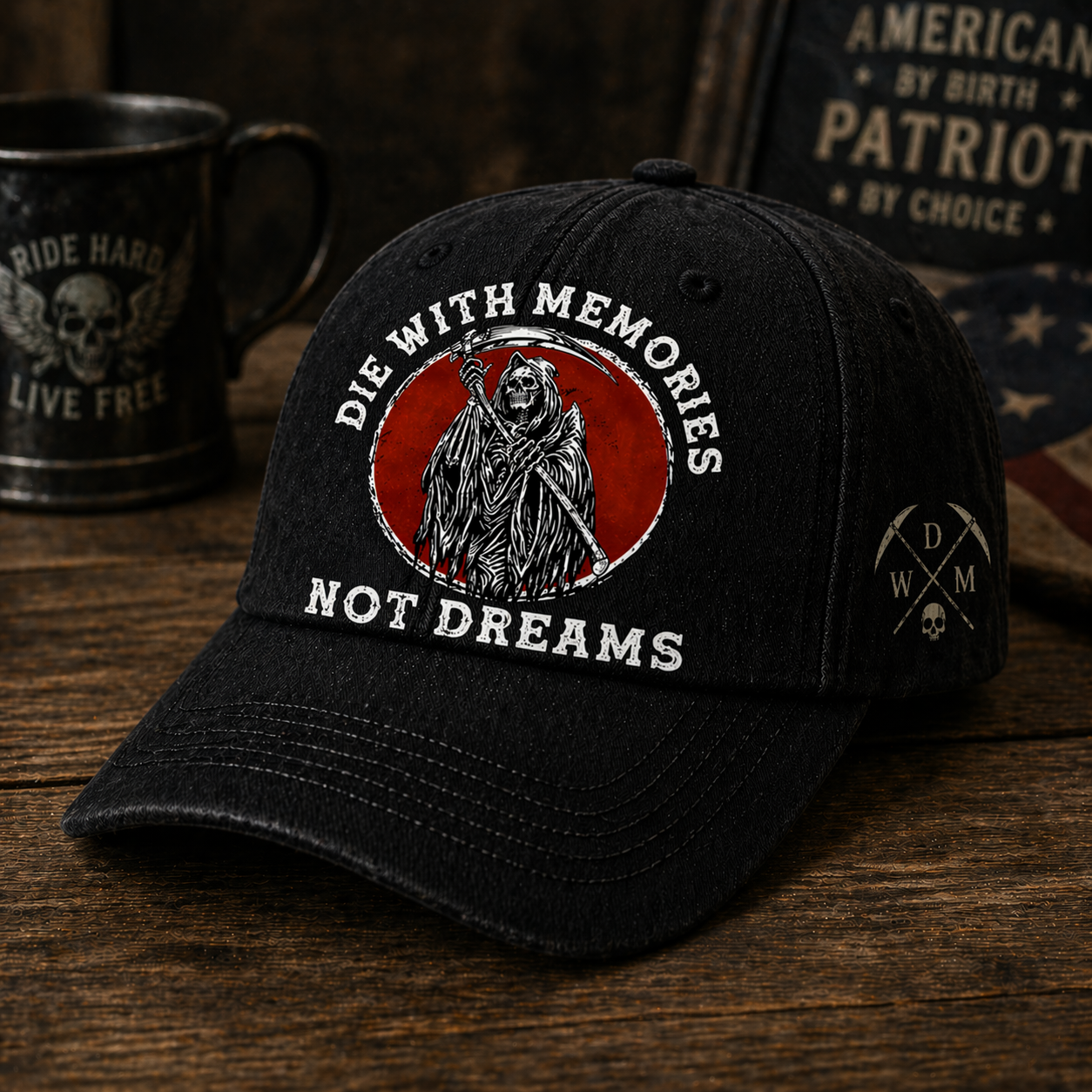 Intage “Die With Memories Not Dreams” Graphic Baseball Cap