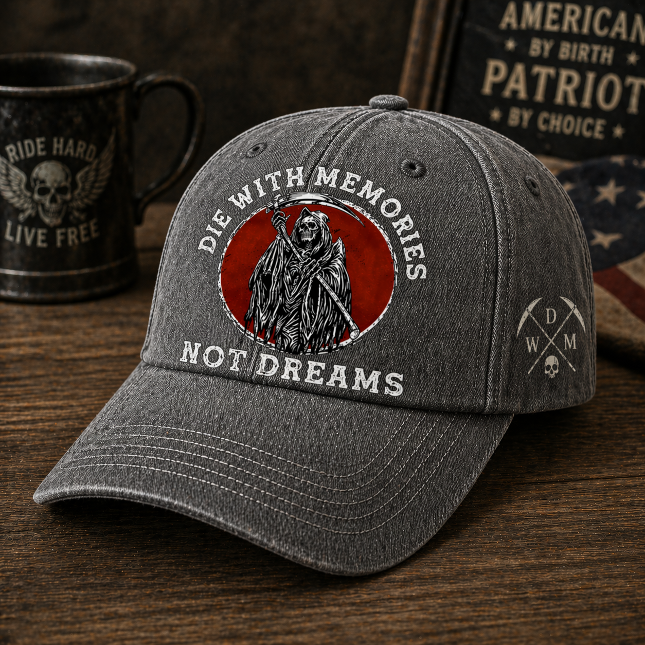 Intage “Die With Memories Not Dreams” Graphic Baseball Cap