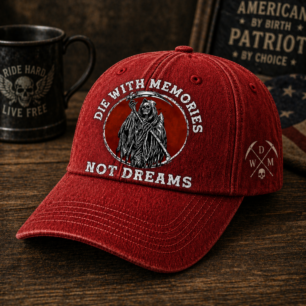 Intage “Die With Memories Not Dreams” Graphic Baseball Cap