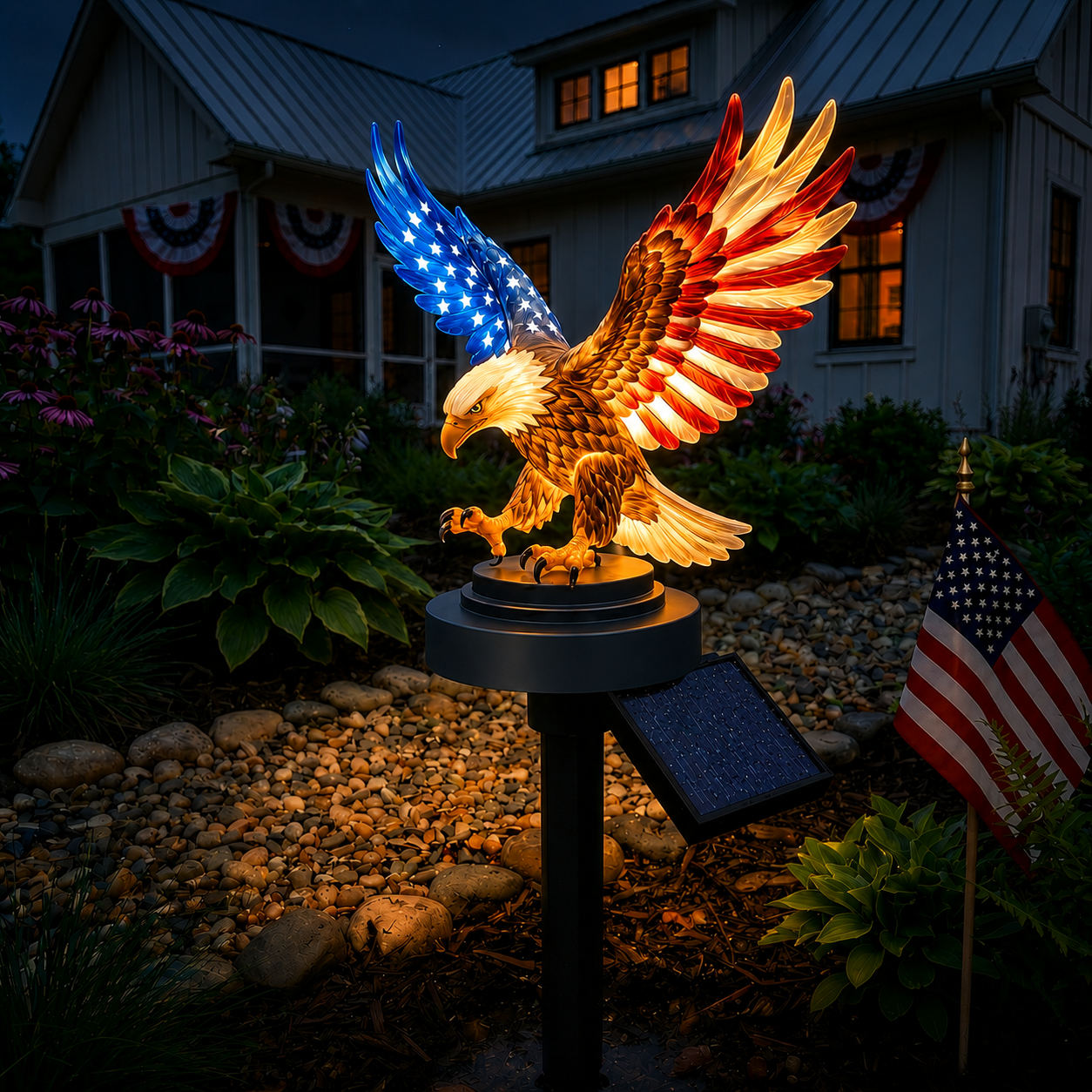 Solar Eagle Garden Light – A Glowing Tribute to American Freedom