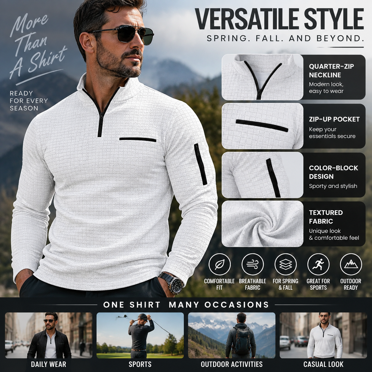 Arthur Sterling Textured Quarter-Zip Polo