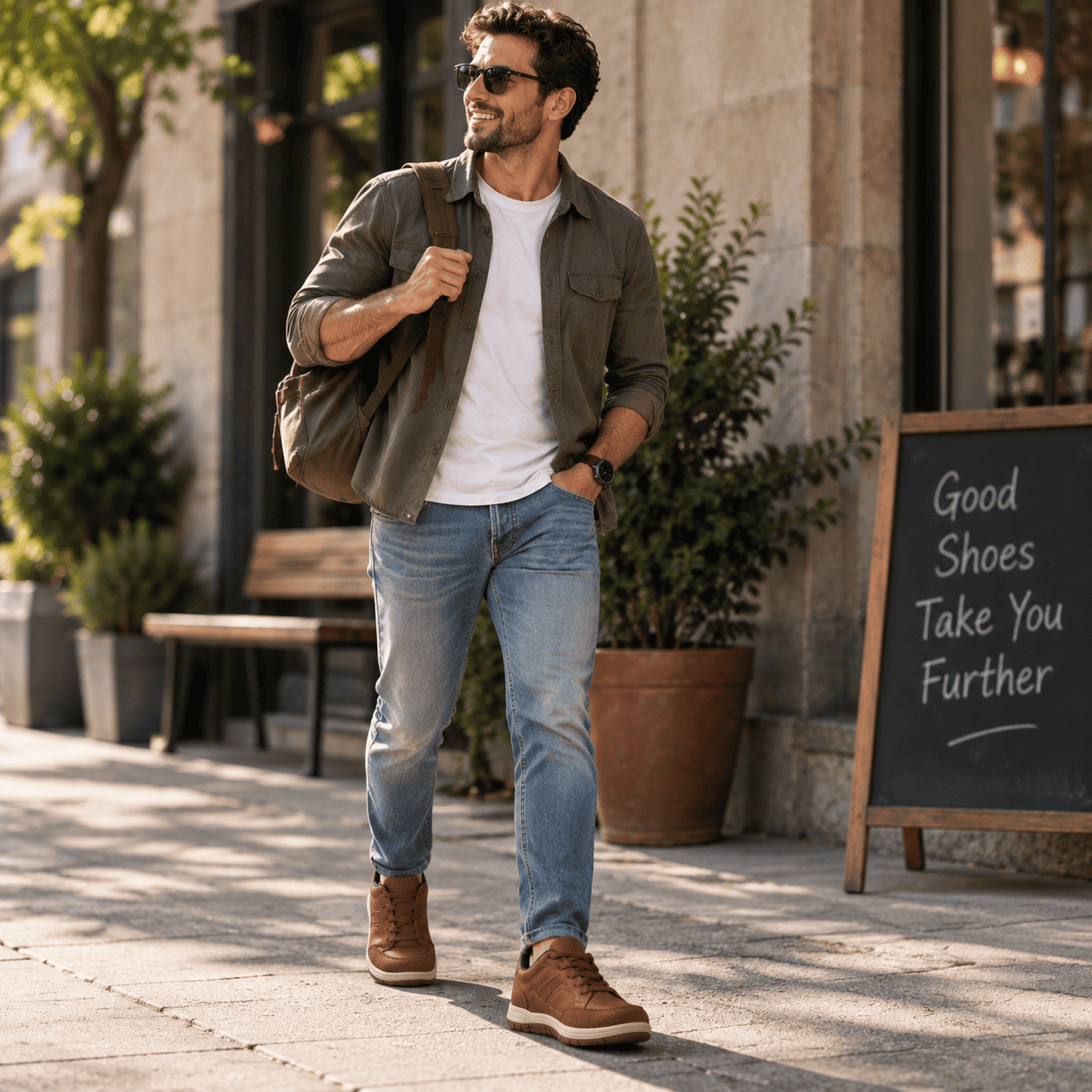 Men's Genuine Leather Walking Shoes - Maximum Support, Wide Toe Box with Arch Support