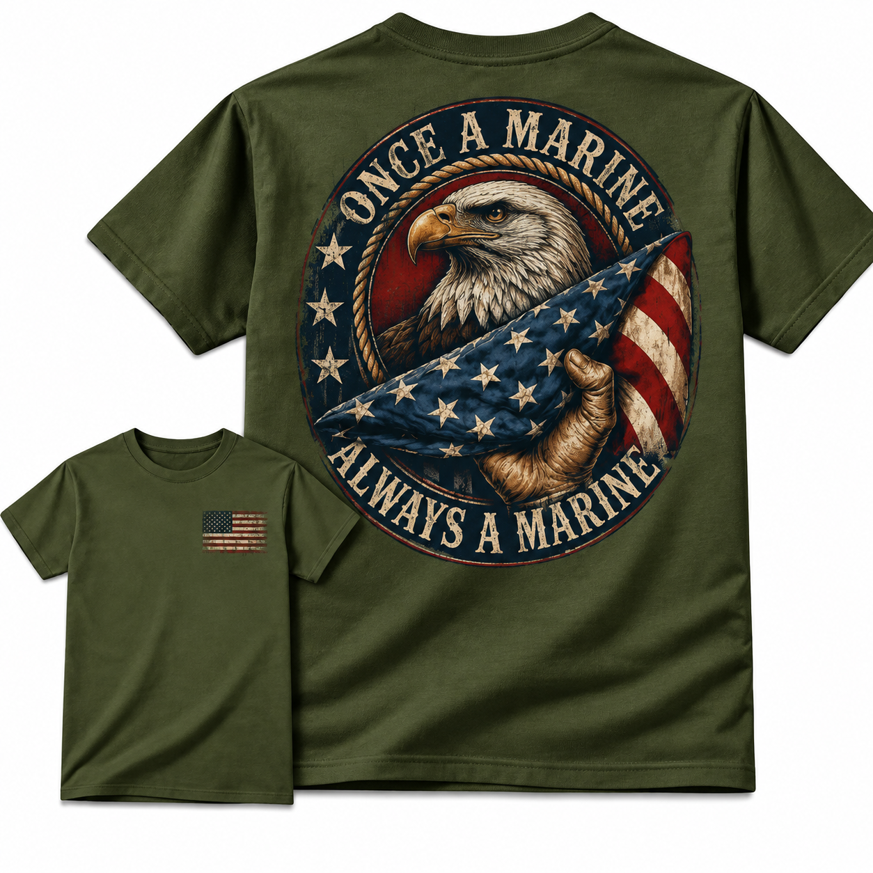 Once a Marine Always a Marine T-Shirt, USMC Veteran Patriotic Graphic Tee