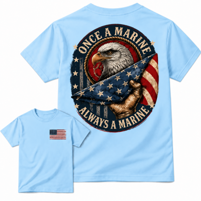 Once a Marine Always a Marine T-Shirt, USMC Veteran Patriotic Graphic Tee