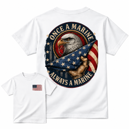 Once a Marine Always a Marine T-Shirt, USMC Veteran Patriotic Graphic Tee