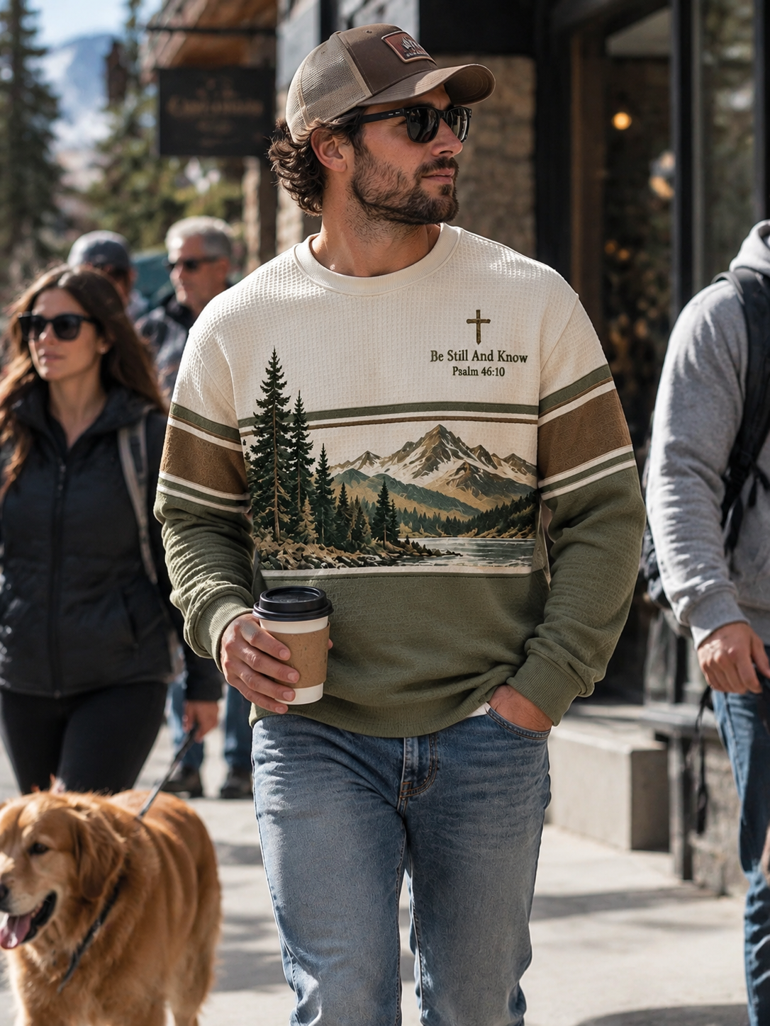 Men's Be Still And Know Psalm 46:10 Printed Waffle-Knit Top