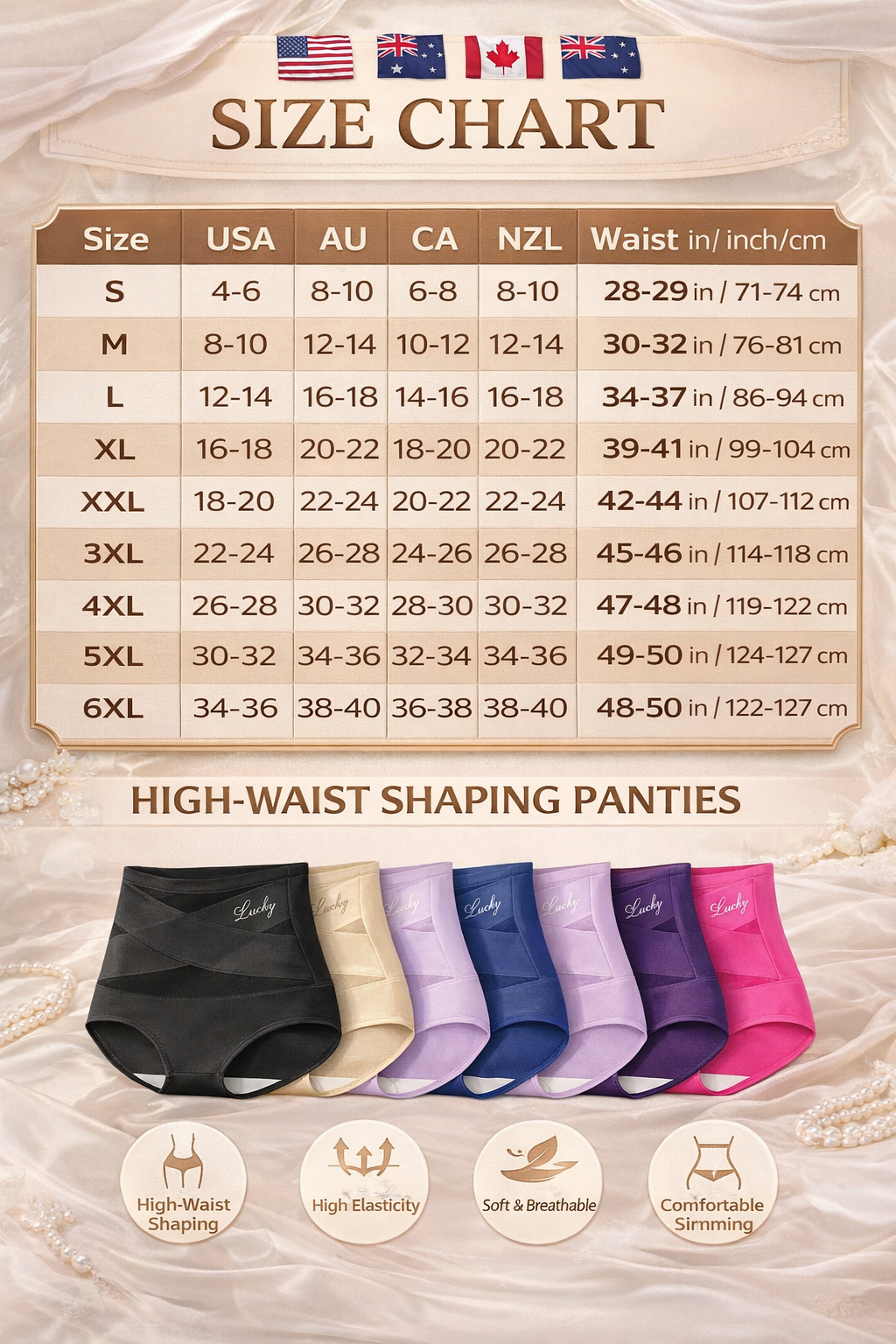 High-Waist Tummy Control Seamless Shaping Panties(3/5/8 Pack)
