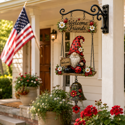 🔥Limited time 38% OFF – Rustic Garden Gnome Bell Outdoor Decor 🐞🌼