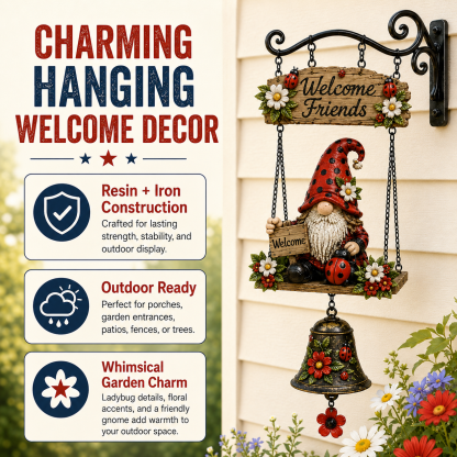 🔥Limited time 38% OFF – Rustic Garden Gnome Bell Outdoor Decor 🐞🌼