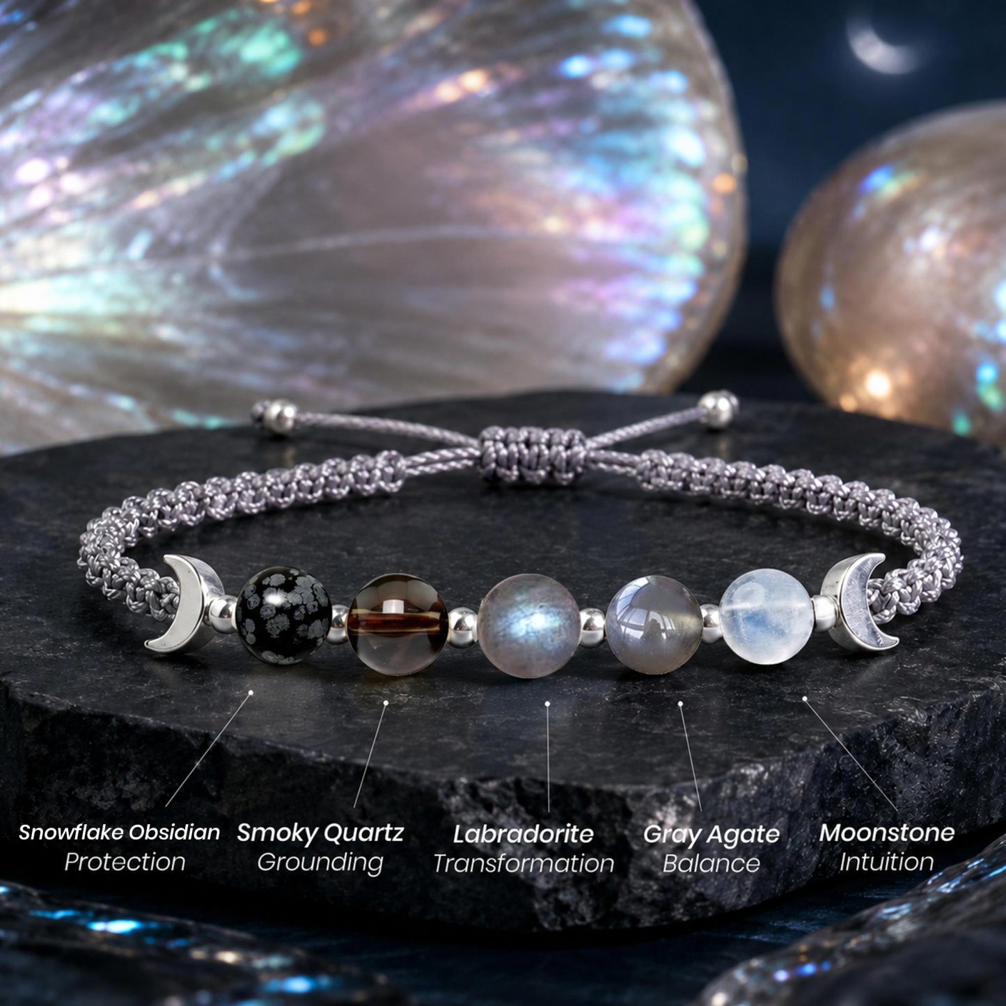 Moon Phases Crystal Healing Bracelet