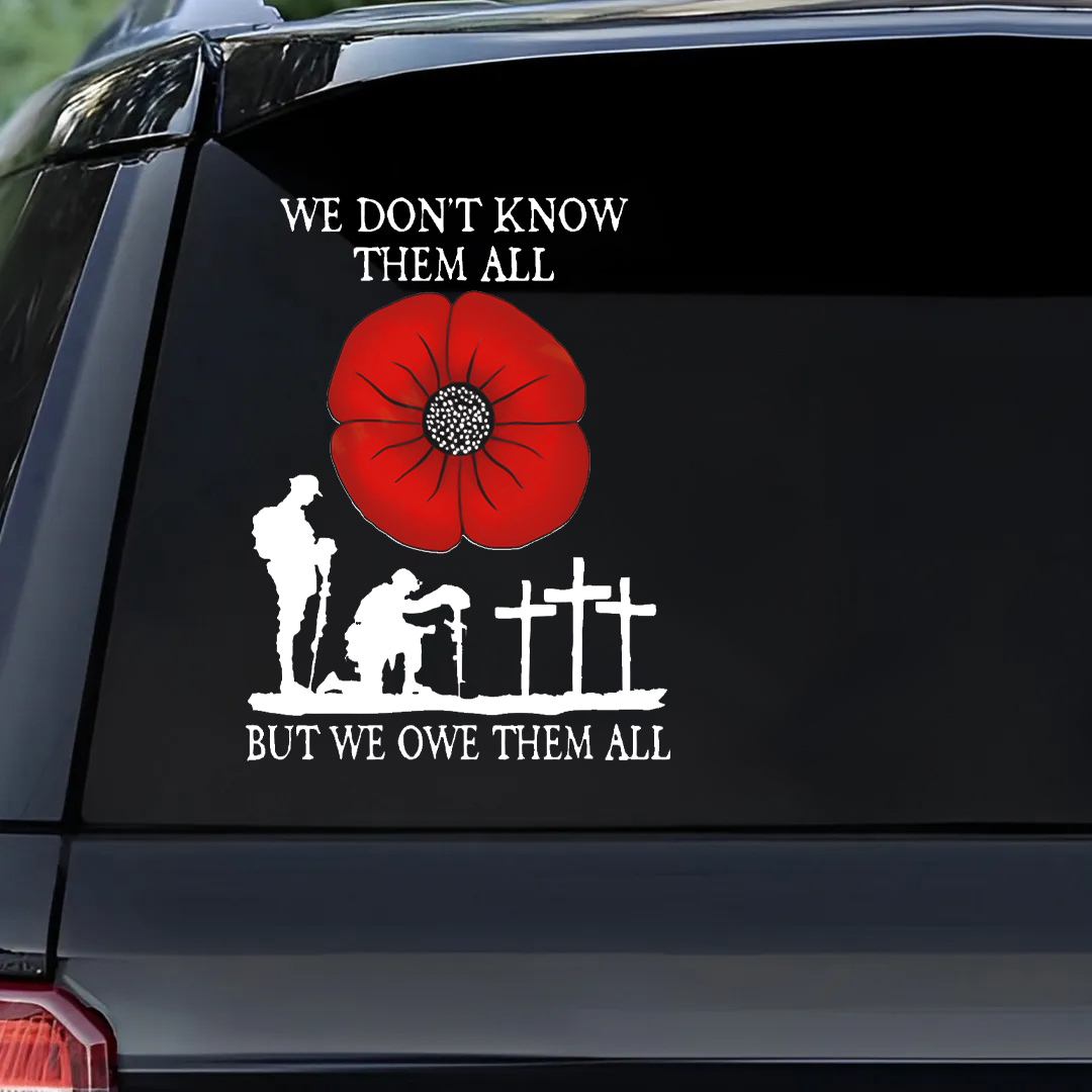 REARWIPER RED POPPY WE OWE THEM ALL STICKER BEST GIFTS FOR VETERAN