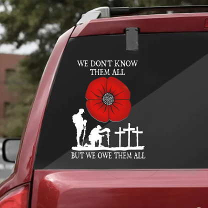 REARWIPER RED POPPY WE OWE THEM ALL STICKER BEST GIFTS FOR VETERAN