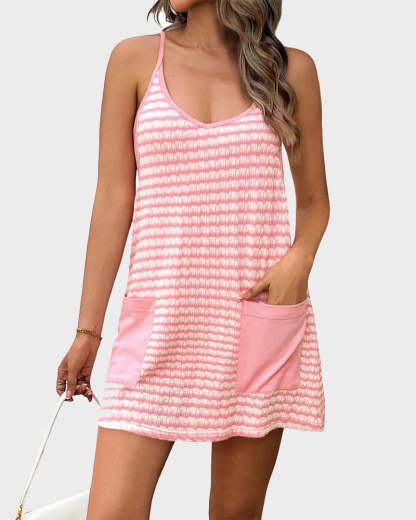 Casual Sleeveless Mini Dress With Built-In Shorts