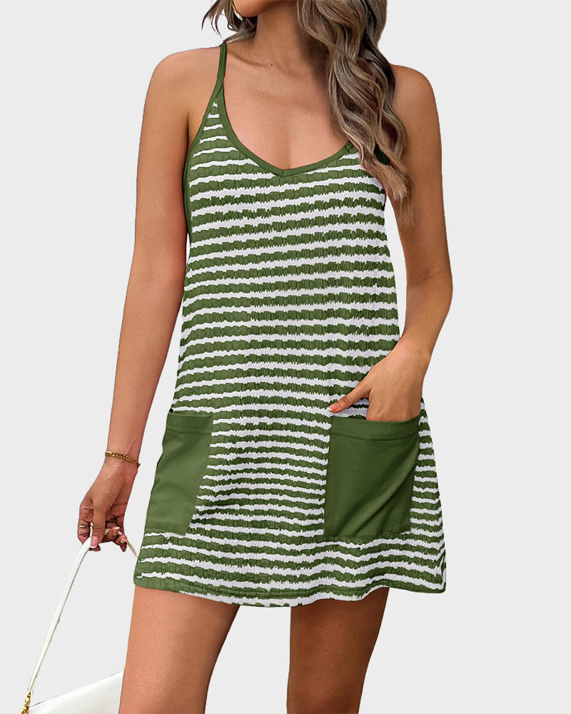 Casual Sleeveless Mini Dress With Built-In Shorts