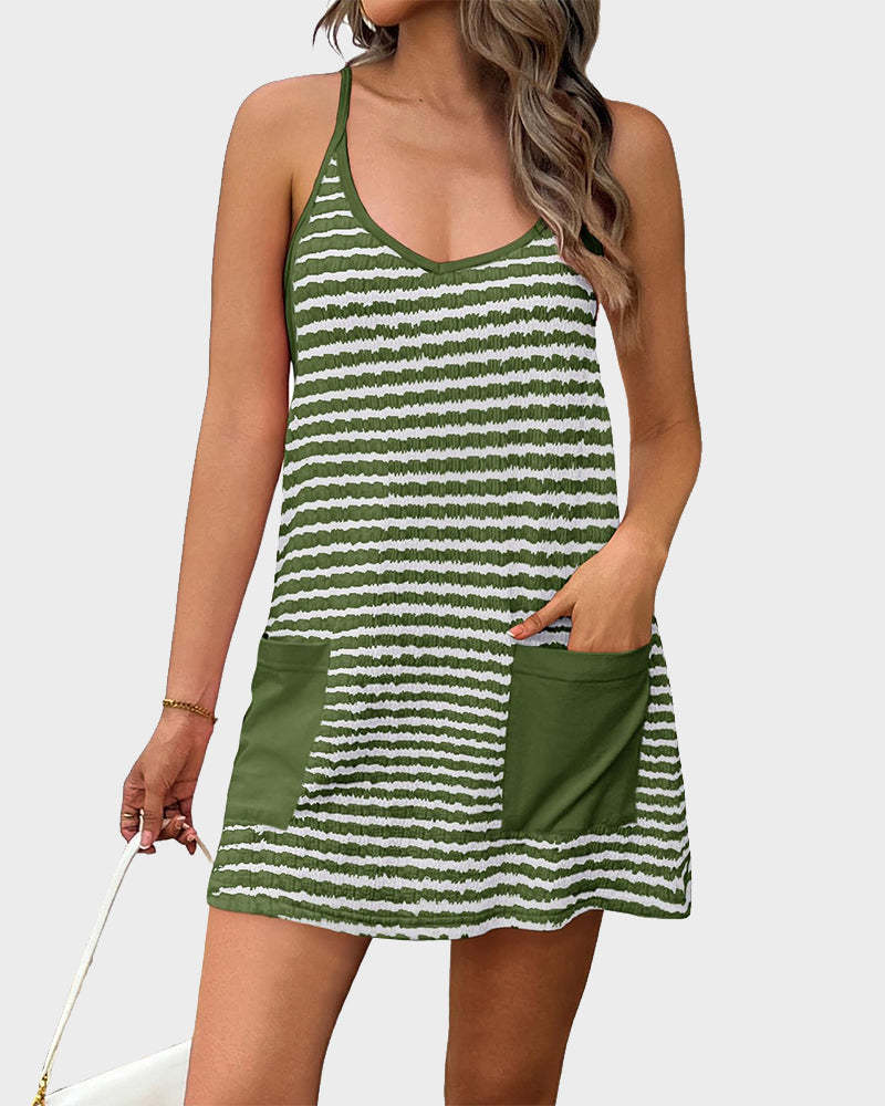 Casual Sleeveless Mini Dress With Built-In Shorts