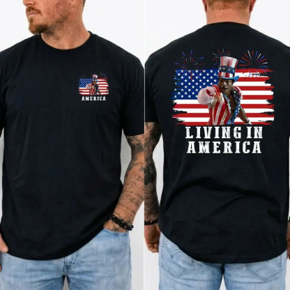 Apollo Creed Living In America July 4th Independence Day Graphic T-Shirt
