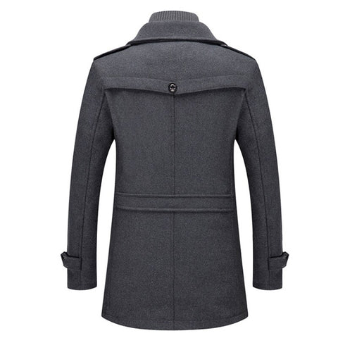Men's Business Casual Double Breasted Mid Length Coat