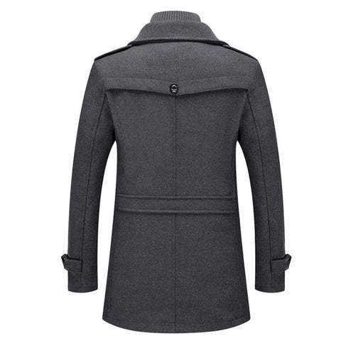 Men's Business Casual Double Breasted Mid Length Coat