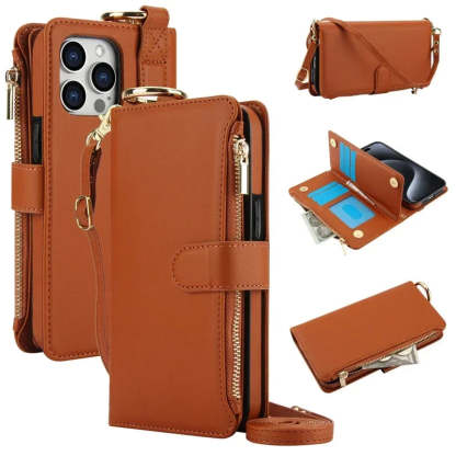 RFID Crossbody Leather Wallet Case for IPhone