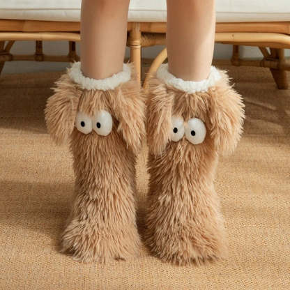 Kawaii Puppy-Ear Winter Slipper Socks