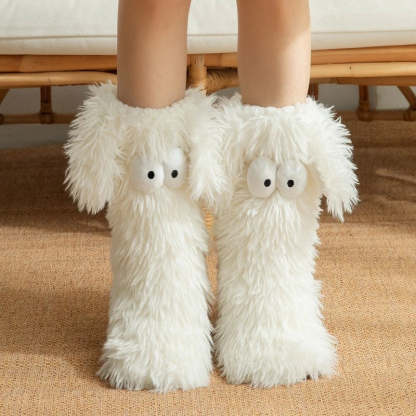 Kawaii Puppy-Ear Winter Slipper Socks