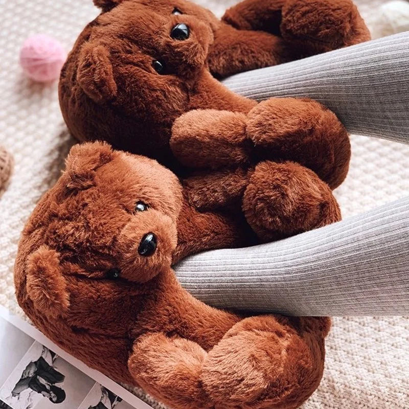 Teddy Bear Plush Slippers