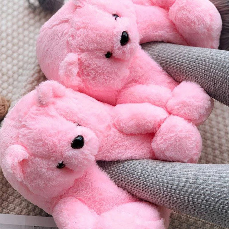 Teddy Bear Plush Slippers