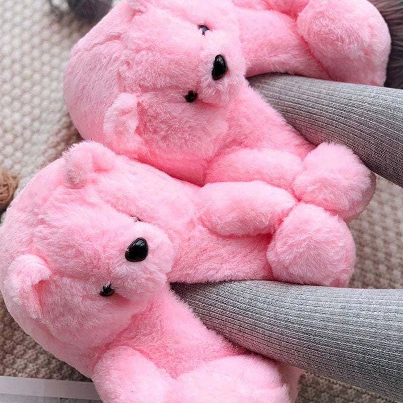 Teddy Bear Plush Slippers