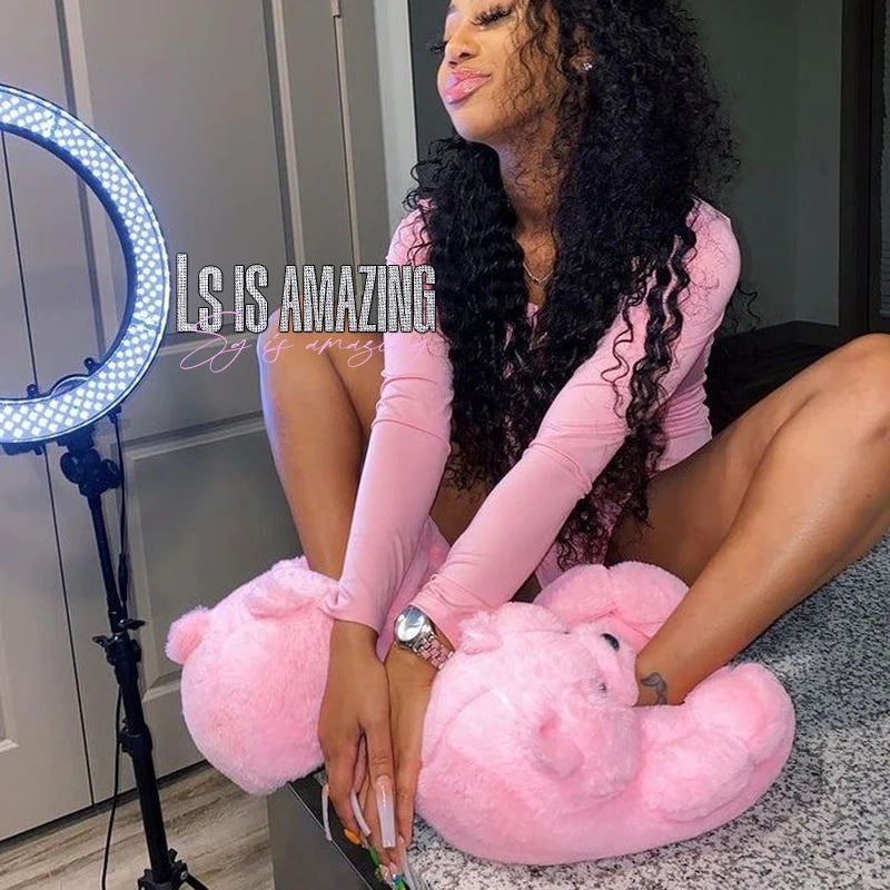 Teddy Bear Plush Slippers