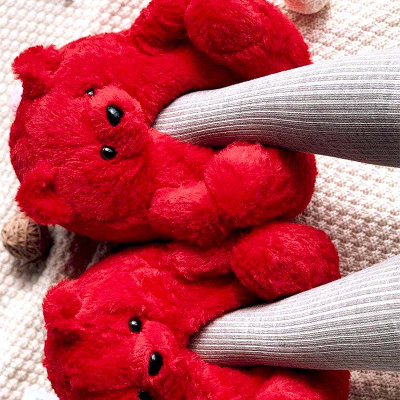 Teddy Bear Plush Slippers