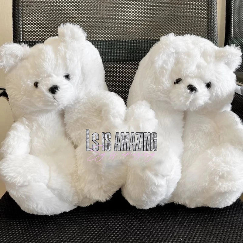 Teddy Bear Plush Slippers