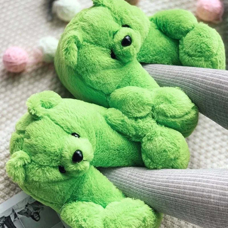 Teddy Bear Plush Slippers