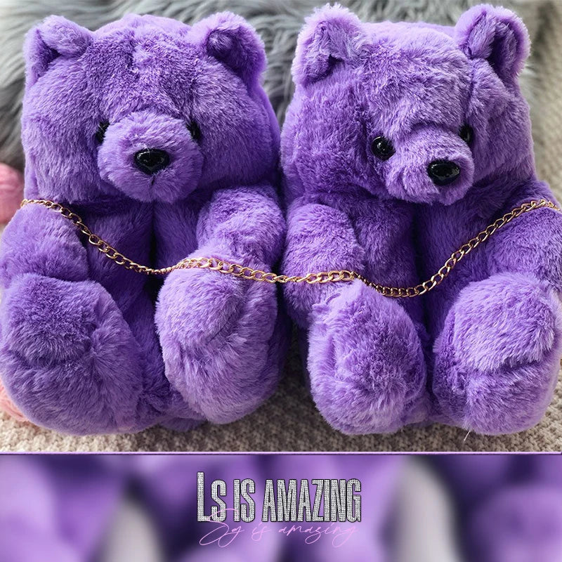 Teddy Bear Plush Slippers