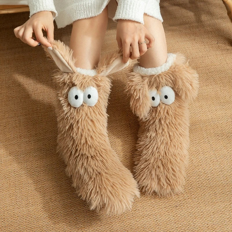 Kawaii Puppy-Ear Winter Slipper Socks