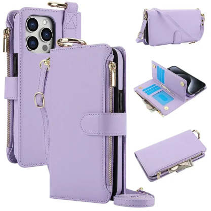 RFID Crossbody Leather Wallet Case for IPhone