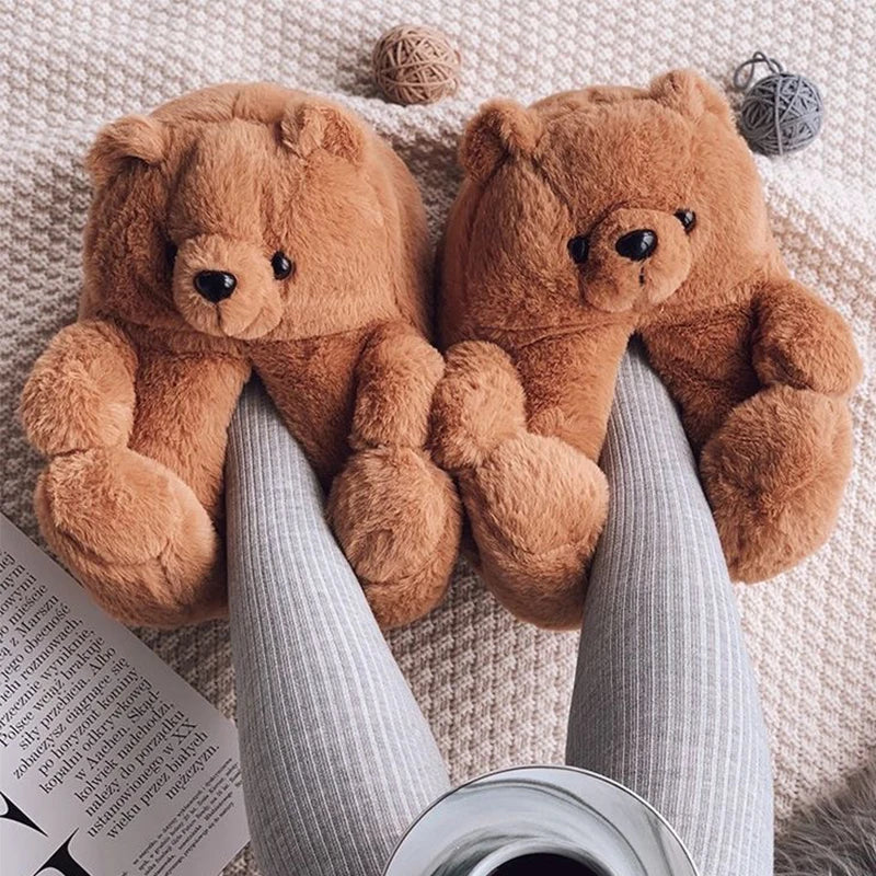 Teddy Bear Plush Slippers