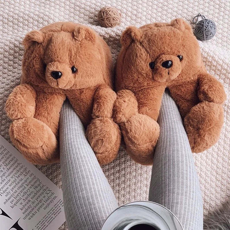 Teddy Bear Plush Slippers